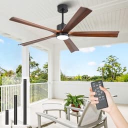 Modern Farmhouse Ceiling Fans Dark walnut 60in Solid Wood Ceiling Fan Light & Re gallery image 1