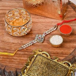 Rakhi for Brother Bhaiya Bhabhi Designer Bracelet Thread Rakshabandhan Gift Set gallery image 4