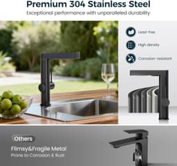 Black Kitchen Faucet Pull Down Sprayer 360 Swivel Waterfall Single Handle gallery image 4
