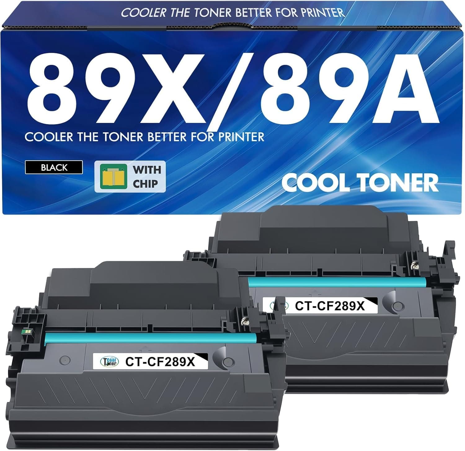 89X 89A Black Toner Cartridge 2 Pack High Yield w Chip for Laser Printers