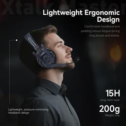 Wireless Intercom Headset 1640ft Full Duplex Noise Cancel 15H Battery gallery image 3