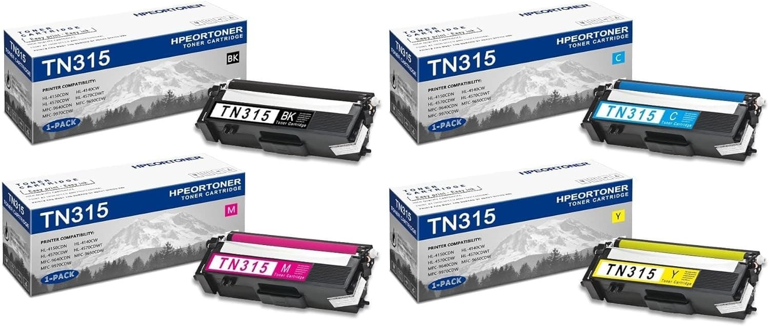 TN315 High Yield Toner 4 Pack BK C M Y Fits Brother HL-4140CW HL-4570CDW