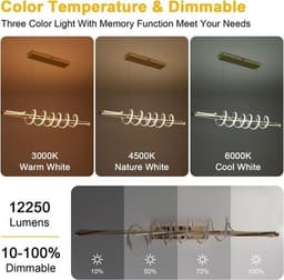 B0GJTCTXYK Chandeliers & Ceiling Fixtures Electroplated Gold Gold Led Chandelier gallery image 6