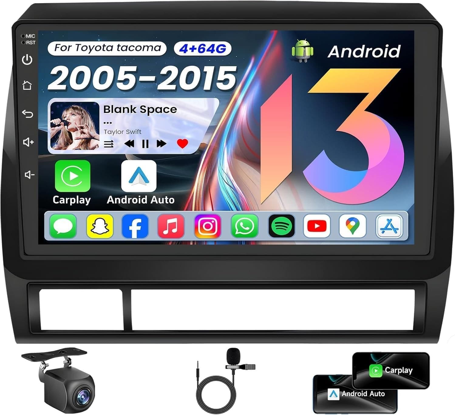 9in Android Car Stereo for Toyota Tacoma 2005-2015 GPS Bluetooth WiFi Backup Cam