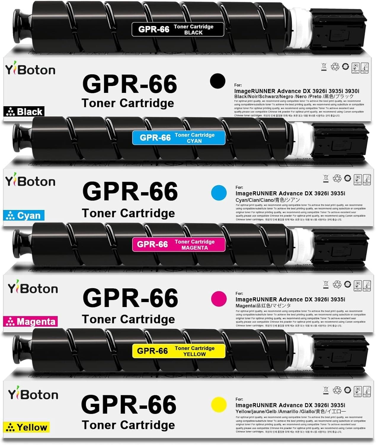 GPR-66 Toner Cartridge 4 Pack High Yield with Chip for Canon DX 3926i