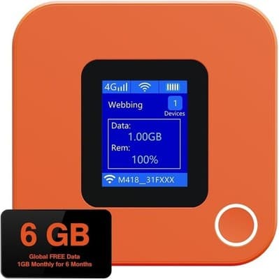 4G M418 Mobile Broadband Devices Red Orange 4G LTE Mobile Hotspot Device Total 6
