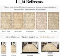 5×7 Beige Washable Rug Vintage Distressed Low Pile Non-Slip Soft Living Bedroom gallery image 3