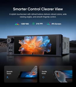 6.36″ Single Din Car Stereo Touchscreen Wireless CarPlay Android Auto GPS gallery image 3