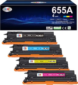 655A Black Cyan Magenta Yellow Toner Cartridge (4-Pack) Replacement for HP 655A gallery image 1
