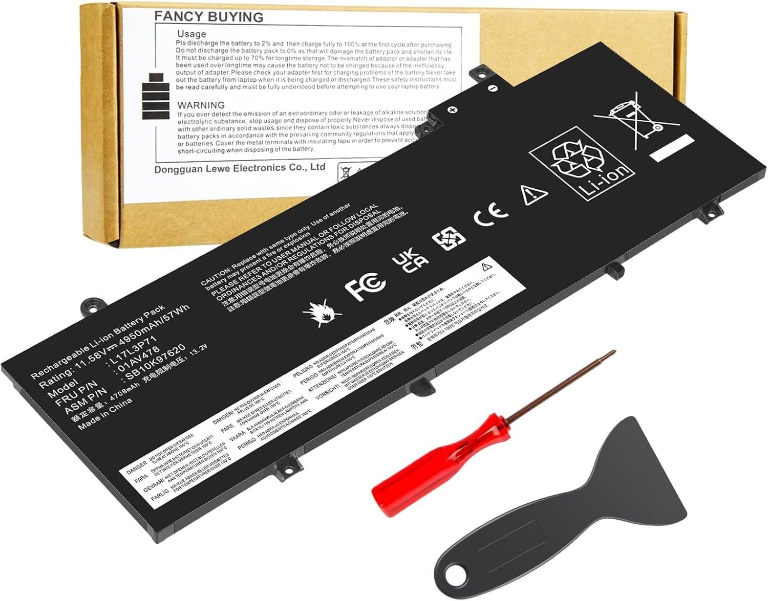 01AV479 Laptop Battery for Lenovo ThinkPad T480s 57Wh 11.58V L17L3P71