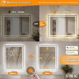 Smart Speakers 24in x 32in Smart LED Bathroom Mirror Lights WiFi App & Voice Con gallery image 2