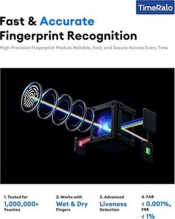 T-TR1 Time Clocks Blue Cloud Based Time Clock Small Businesses 3 in 1 Fingerprin gallery image 2