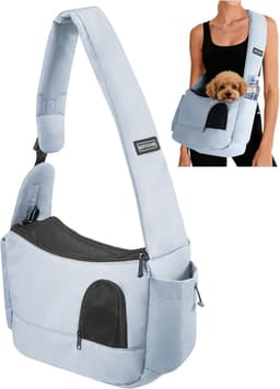 Pet Sling Carrier for Small Dogs Up to 7 lb Breathable Mesh Grey gallery image 1