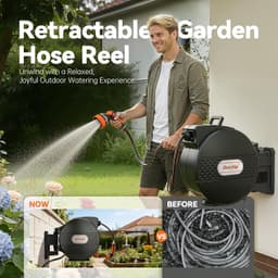 heavy-duty Hose Reels & Storage Black Retractable Garden Hose Reel 1/2 in x 100 gallery image 6
