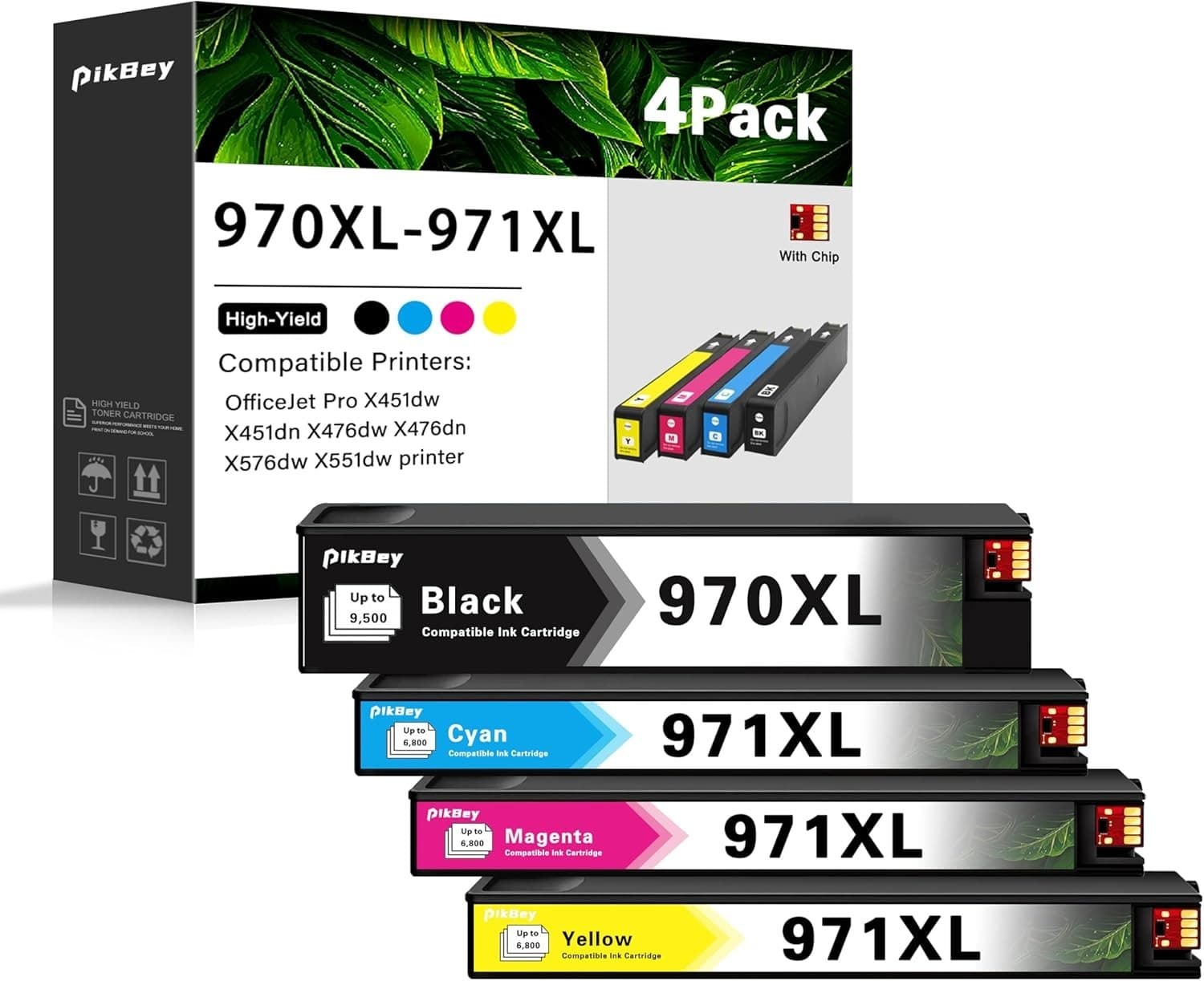 970XL 971XL Ink Cartridges 4-Pack High Yield for OfficeJet Pro X451 X476