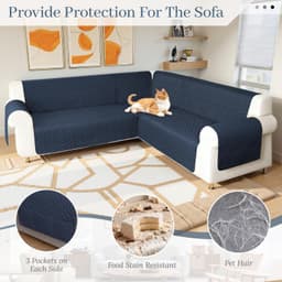 Waterproof L Shape Sectional Couch Cover Non-Slip Sofa Protector Pet gallery image 3