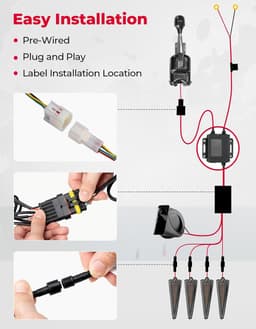 UTV Triangle Turn Signal Kit Column Switch 110dB Horn Plug Play Street Legal gallery image 4