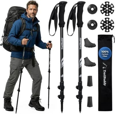 Walking & Trekking Sticks Black 3K Carbon Fiber Hiking Poles Collapsible Lightwe