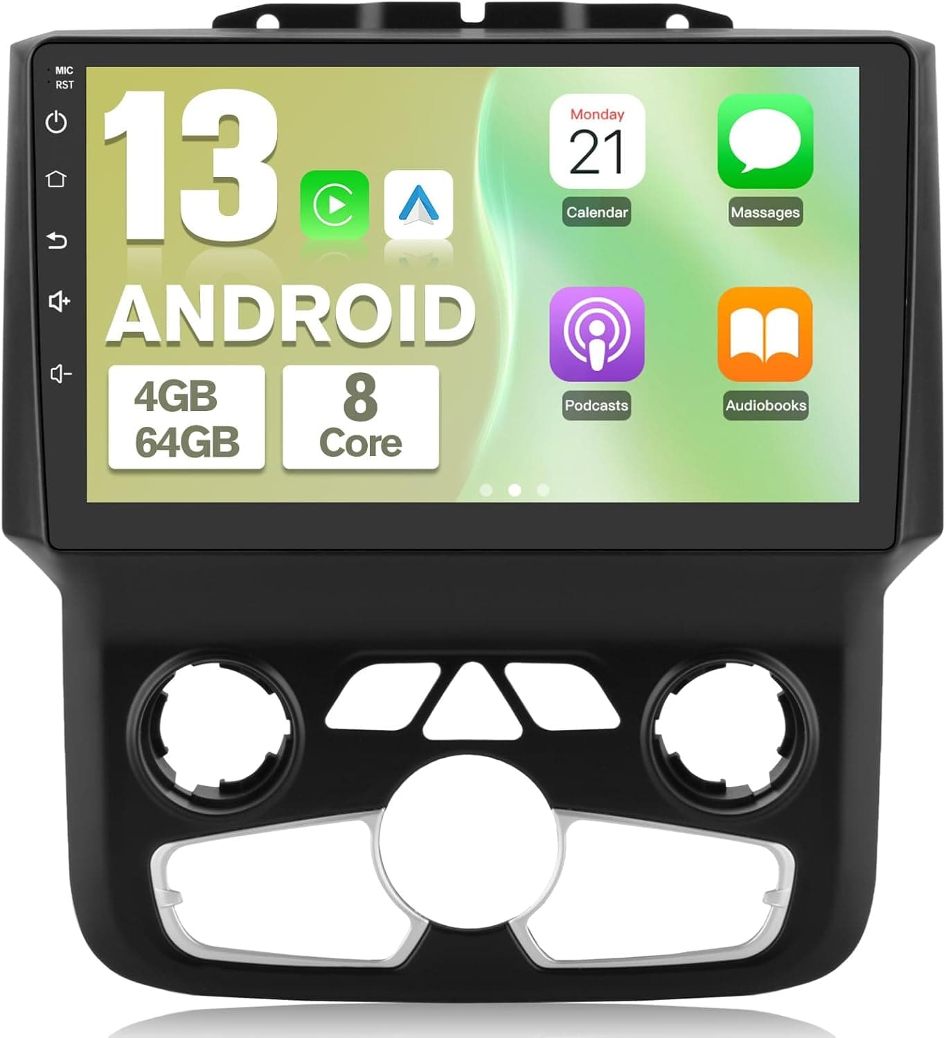 9 Inch Android Car Radio for Dodge RAM 2013-2019 Manual CarPlay Android Auto