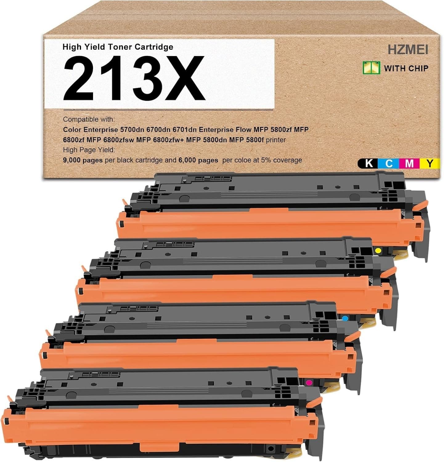 213X High Yield Toner Cartridge Set Black Cyan Magenta Yellow for HP 5700 6800