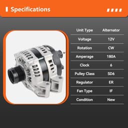 180A Alternator for 3.6L V6 Chrysler Dodge Jeep Ram 2011–2023 Direct Replacement gallery image 3