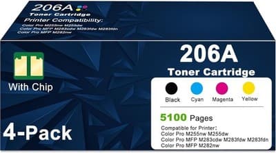 206A Toner Cartridges Combo Pack Replacement for HP 206 206X W2110A Work with La