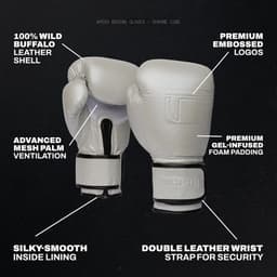 Chrome Luxe Boxing Gloves 100% Buffalo Leather Gel Padding Muay Thai MMA gallery image 6