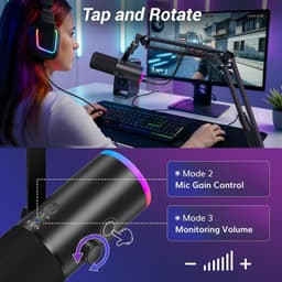 Dynamic Gaming Microphone XLR USB RGB Noise Cancel Streaming Boom Arm gallery image 2