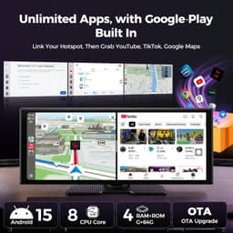 11 Inch Wireless CarPlay Android Auto Screen GPS DVR Backup Camera Display gallery image 8