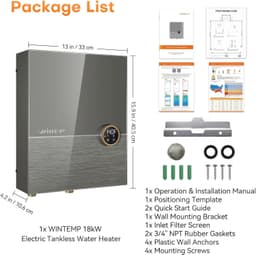 18kW Electric Tankless Water Heater 240V 4.3 GPM WiFi ETL On Demand Gray gallery image 2