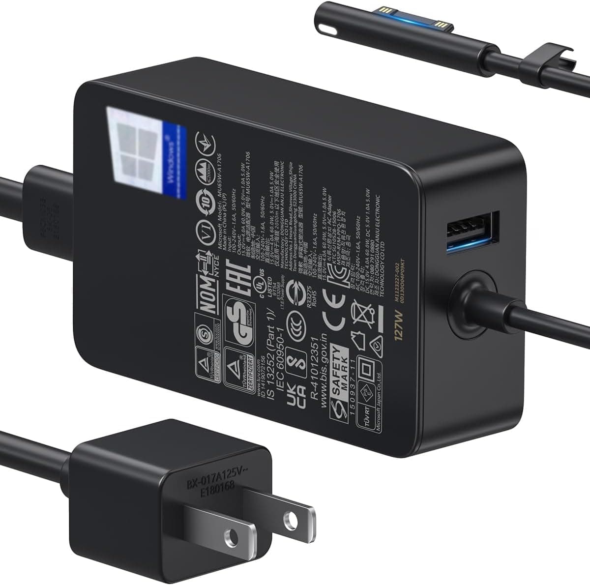 127W Surface Book 3 Laptop Charger Fast Power Adapter 10FT Cable LED Tip