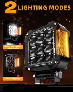 4.5in 270° Wide Beam LED Pod Lights w Amber Side Marker Off Road Truck ATV gallery image 4