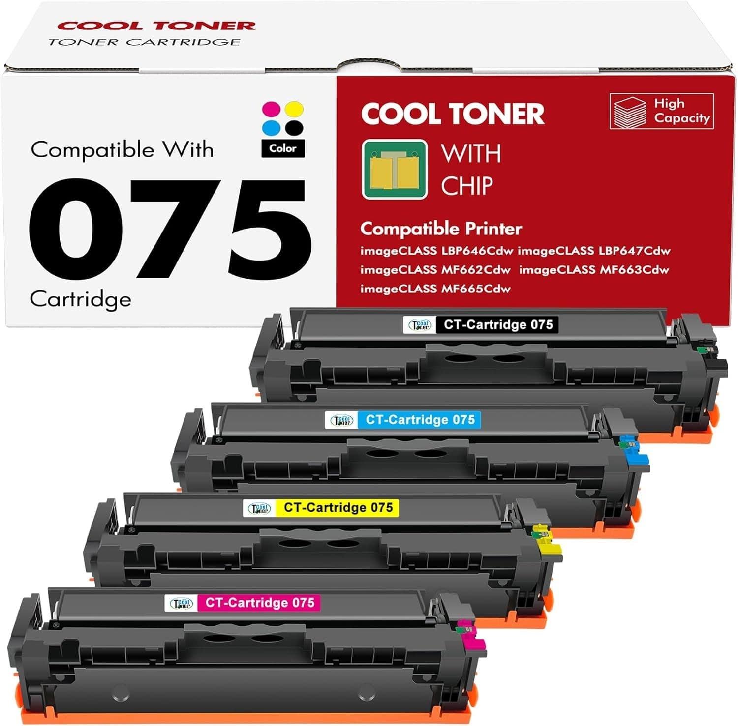 075H Toner Cartridge Set High Yield 4 Pack for Color ImageCLASS LBP646Cdw