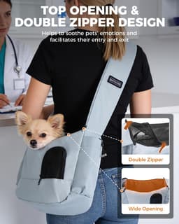 Pet Sling Carrier for Small Dogs Up to 7 lb Breathable Mesh Grey gallery image 2
