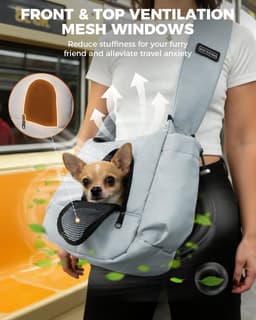 Pet Sling Carrier for Small Dogs Up to 7 lb Breathable Mesh Grey gallery image 5