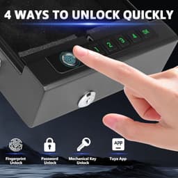 Fingerprint Lock Safe 4 Ways Unlock Biometric Portable Steel Security Box gallery image 2