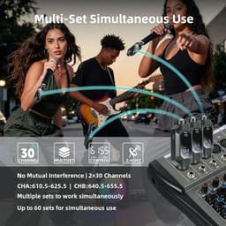 Transmitters Black Wireless XLR Microphone Transmitter Phantom Power 2.4G Auto gallery image 2