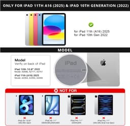 for iPad 11in (A16) 2025 & iPad 10th Gen 2022 Cases, Covers, Keyboard Folios Bla gallery image 7