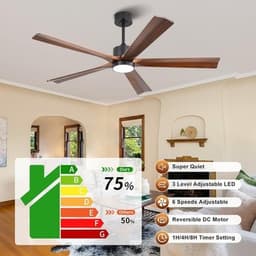 Modern Farmhouse Ceiling Fans Dark walnut 60in Solid Wood Ceiling Fan Light & Re gallery image 2