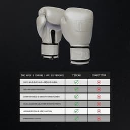 Chrome Luxe Boxing Gloves 100% Buffalo Leather Gel Padding Muay Thai MMA gallery image 2