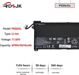 PG06XL Laptop Battery 69Wh 11.55V for HP Omen 15-DH 15T-DH000 6 Cell gallery image 3