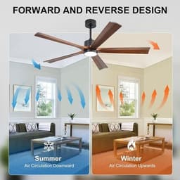 Modern Farmhouse Ceiling Fans Dark walnut 60in Solid Wood Ceiling Fan Light & Re gallery image 4