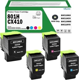 CX410 CX510 High Capacity Toner 4-Pack for Lexmark 80C1HK0 80C1HC0 80C1HM0 gallery image 1