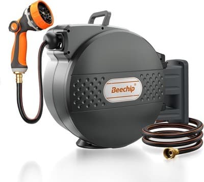 heavy-duty Hose Reels & Storage Black Retractable Garden Hose Reel 1/2 in x 100
