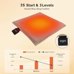 Portable Heated Seat Cushion Battery Powered 3 Heat Settings Office Stadium gallery image 2