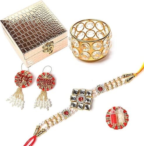Rakhi for Brother Bhaiya Bhabhi Designer Bracelet Thread Rakshabandhan Gift Set