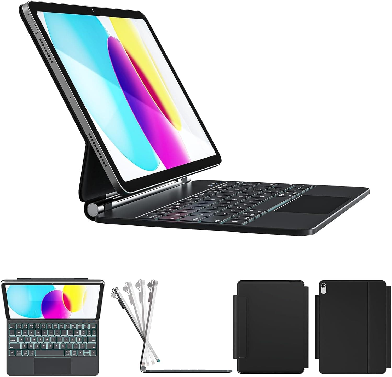 for iPad 11in (A16) 2025 & iPad 10th Gen 2022 Cases, Covers, Keyboard Folios Bla