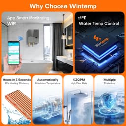 18kW Electric Tankless Water Heater 240V 4.3 GPM WiFi ETL On Demand Gray gallery image 7