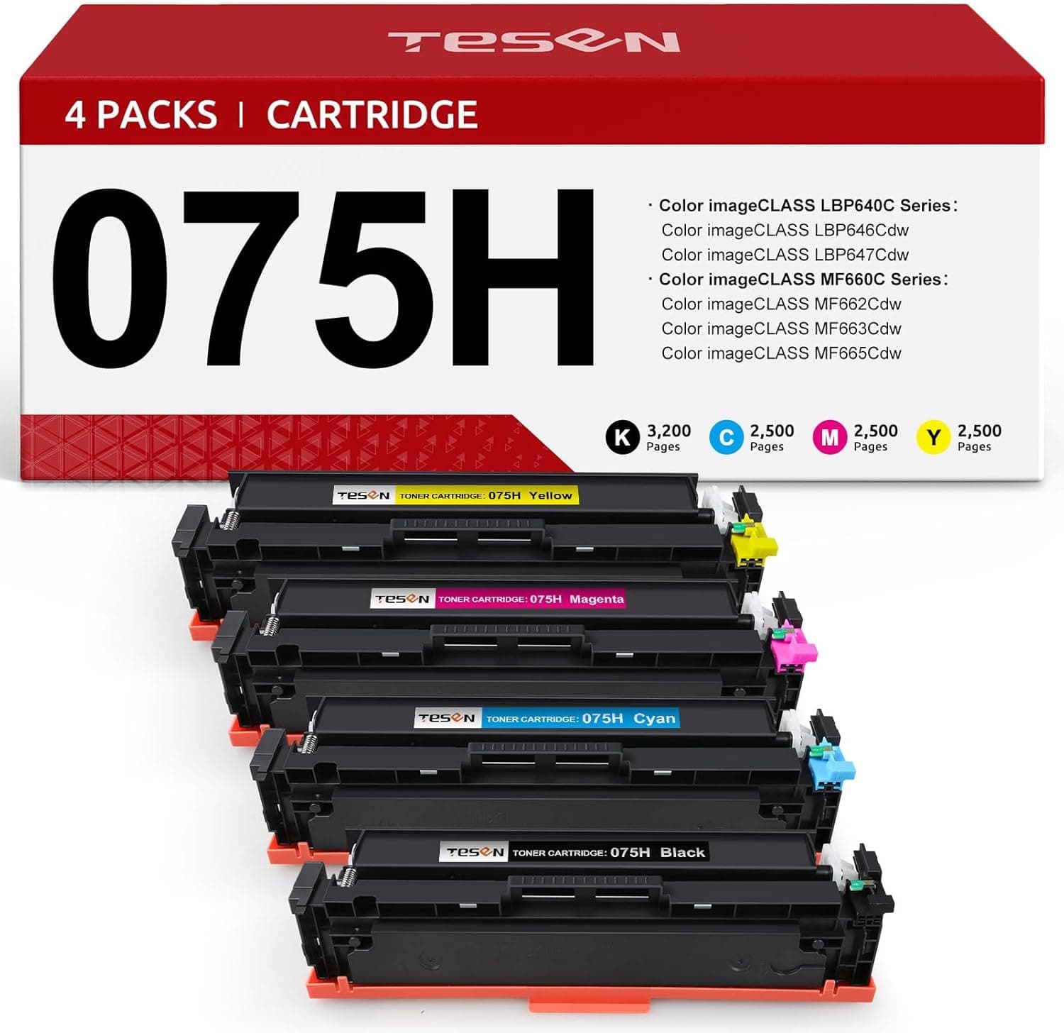 075H 075 Toner Cartridge Set MF665CDW LBP646Cdw Compatible Replacement for canon