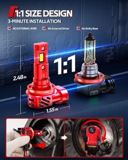 H11 LED Headlight Bulbs 145000LM 6500K Cool White Plug & Play CANBUS 4PCS gallery image 2